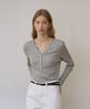 OURHOPE Logo V-Neck Button Sleeve T-Shirt - Melange Grey