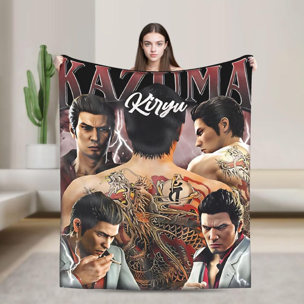 Yakuza Ichiban Blanket Flannel Decoration Like a Dragon Game Multifunction Warm Throw Blanket for Bed Travel Bedspreads
