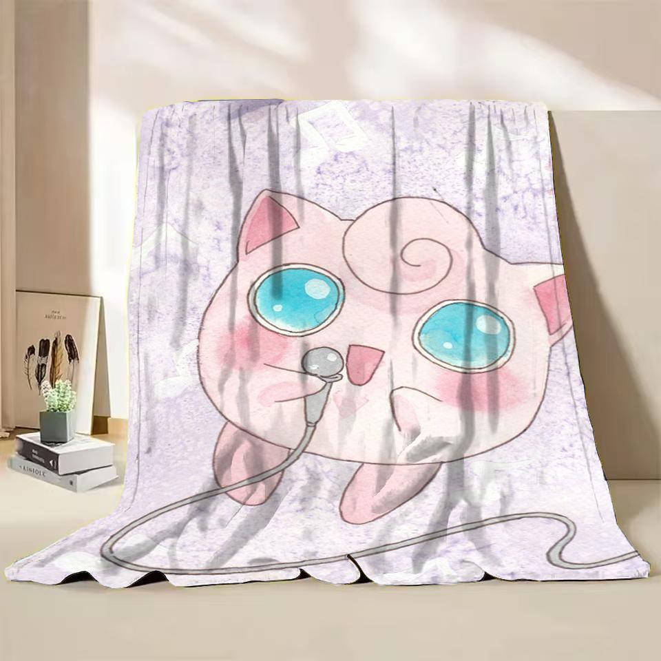 Pokemon Jigglypuff Flannel Kids Blanket Cartoon Cute Plush for Home Bedroom Sofa Picnic Office Cover Soft Blankets Winter Gifts