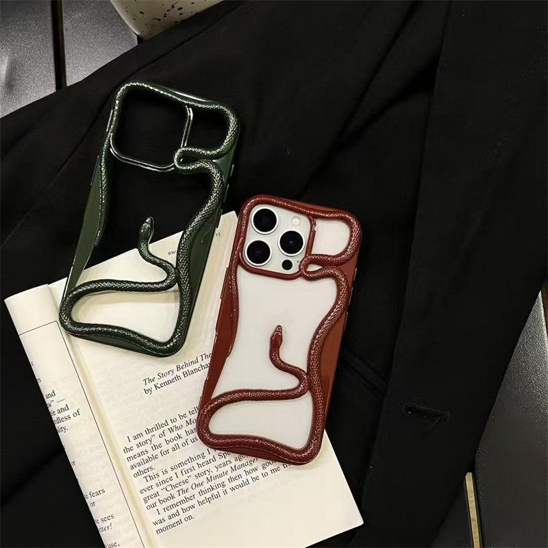2025 Cool Dark 3D Snake Hollow Out Case For iPhone 16 15 14 13 11 12 Pro Max Ins Fashion Boy Girl Electroplated Soft Cover Gift