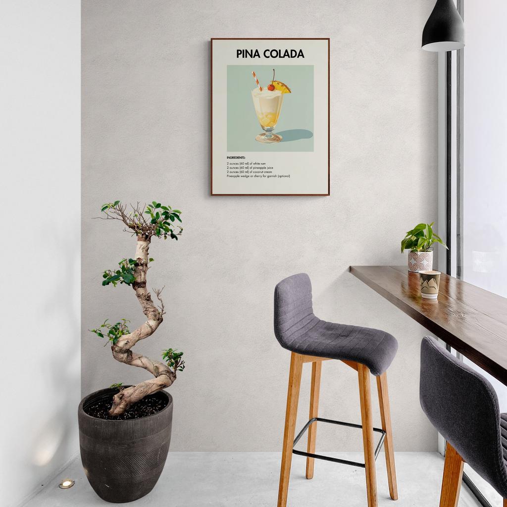 Vintage Cocktail & Espresso Martini Canvas Art Set - no Framed Wall Decor for Living Room, Bedroom, Office, and Bar