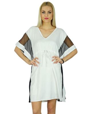 Женский шикарный короткий кафтан из сетчатого кимоно с рукавами эксклюзивный белый кафтан из вискозы