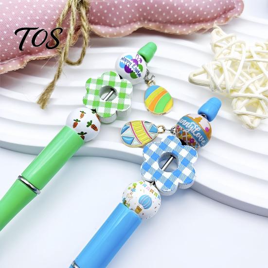 Craft Supplies for Pens Beaded Ballpoint Pen Set, DIY Easter Kit, with Colorful Set Bunny And Egg Beads Decor, Creative Handwriting Tools Fun School