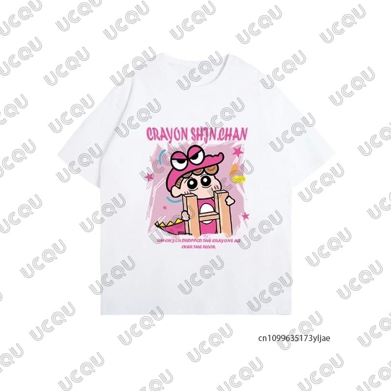 MINISO Летняя милая мультяшная парная футболка с принтом Крэйона Шин-чана и Сакурады Нини для мужчин и женщин, хлопковые футболки, повседневные модные топы