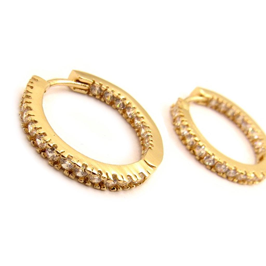 Les Trésors De Lily [L4565] - Позолоченные серьги-кольца Cristal Plénitude, золотисто-белые - 20x3 мм