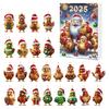 2025 Christmas Advent Calendar Chicken Ornaments 24 Days Countdown Calendar Christmas Tree Decoration 2D Acrylic Collectible Cartoon Chicken Set