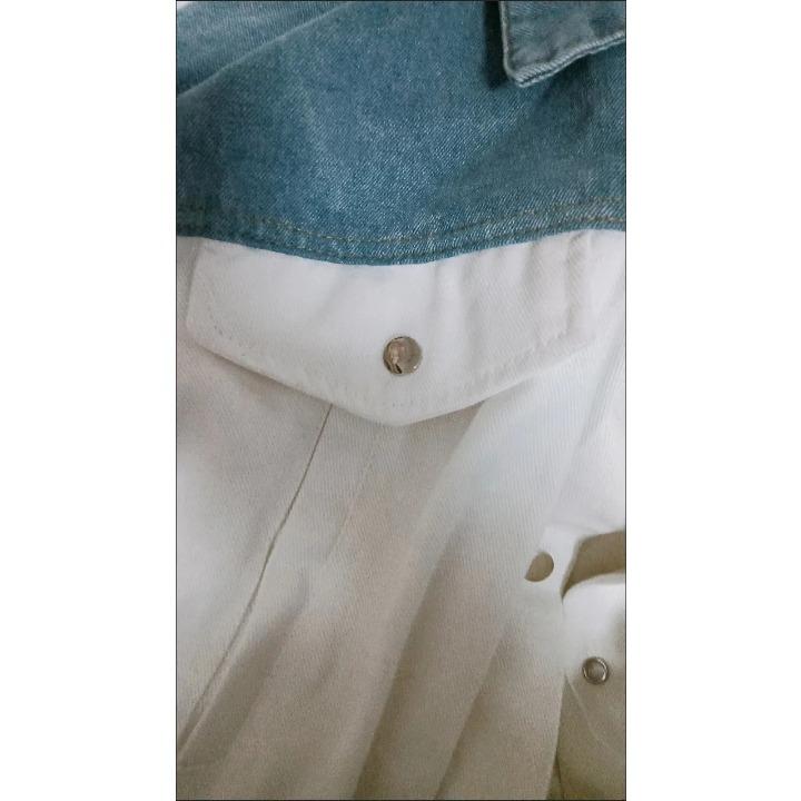 Fashionable Women's Denim Jacket with Contrasting Colors, Spring Autumn Patchwork Coat