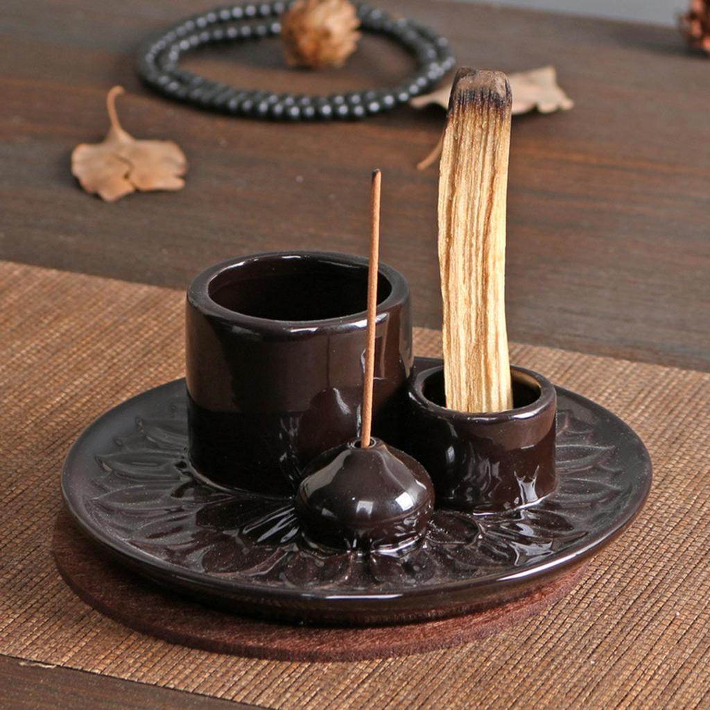 4 In 1 Incense Burner Sage Palo Santo Holder Desktop Candles Ceramic Censer for Farmhouse