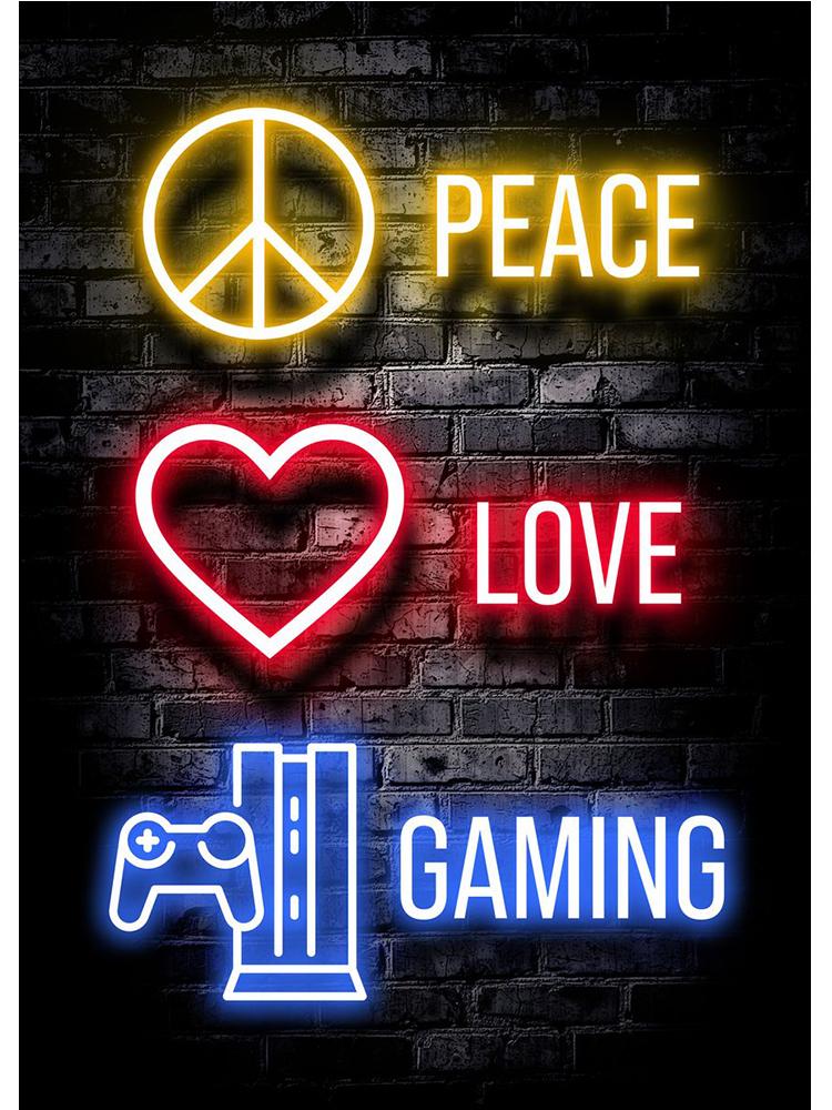 Neon Design Gamepad Game Quote Posters Canvas Painting VR Gaming Girl Wall Art Picture Gamer Boy Room Home Decoration No LED