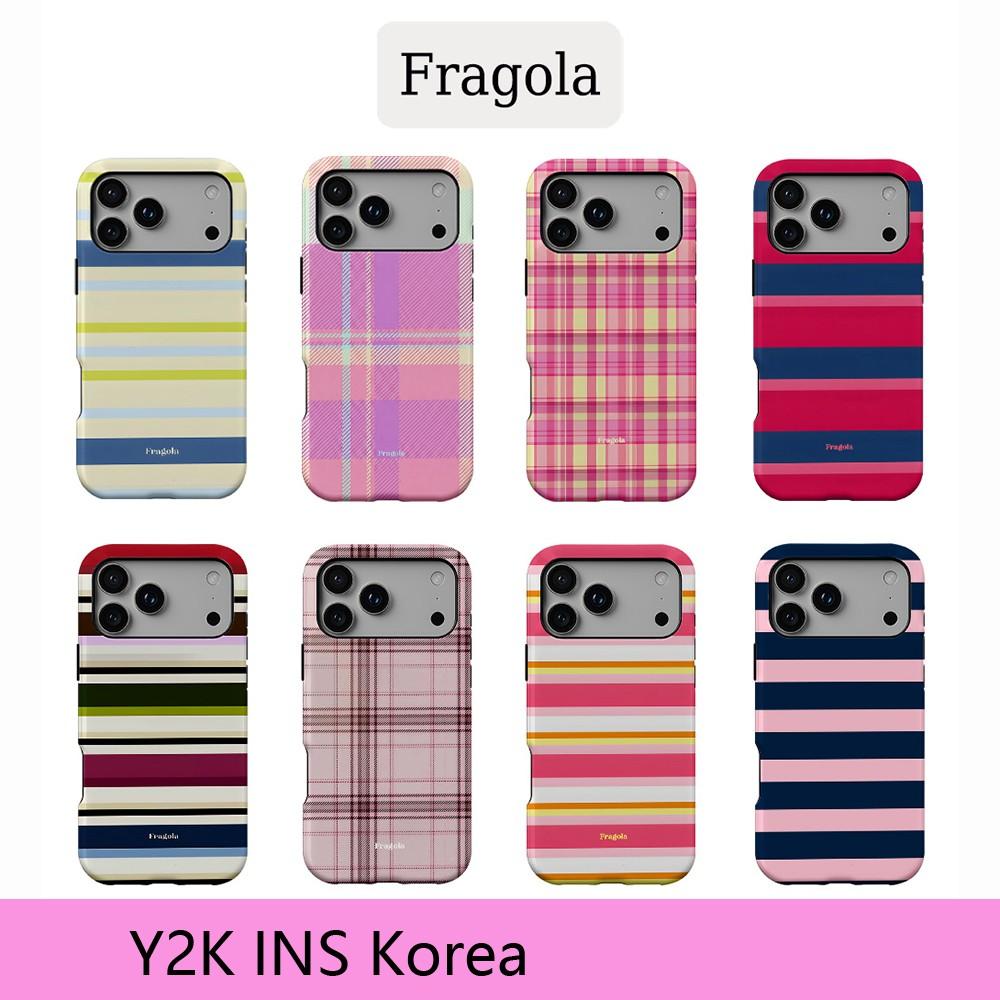 Stripe Phone Case for iPhone 17 16 15 14 13 12 11 Air Pro Max Plus Luxury Clmj Fragola Coloful Stripes Double-layer Back Cover