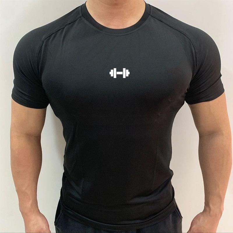 Muscleguys Компрессионная футболка мужская летняя спортивная одежда футболки для бега эластичная быстросохнущая с коротким рукавом спортивные топы футболка для тренировок в зале