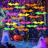 Glow In The Dark Halloween Bat Decoration Fluorescent Paper Bat Hanging Swirls Halloween Party Ceiling Streamers for Neon Party Room Decor