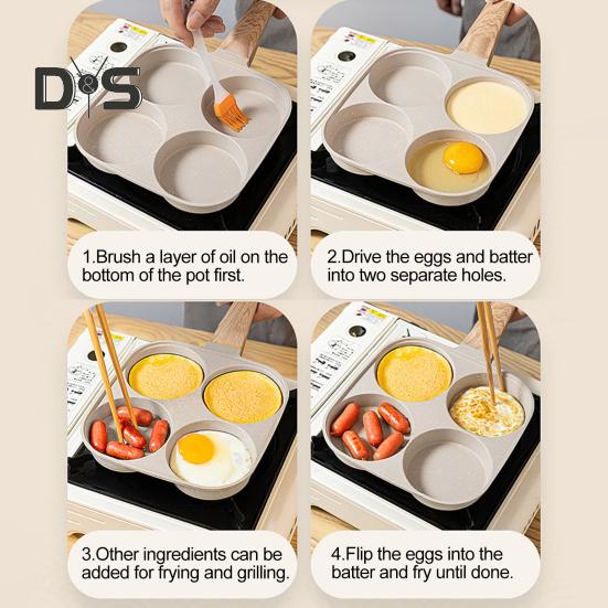 Сковорода с 4 отверстиями, антипригарное покрытие, сковорода для омлета, стейка, утолщенное дно, посуда для приготовления завтрака, сковорода для яиц, бургеров