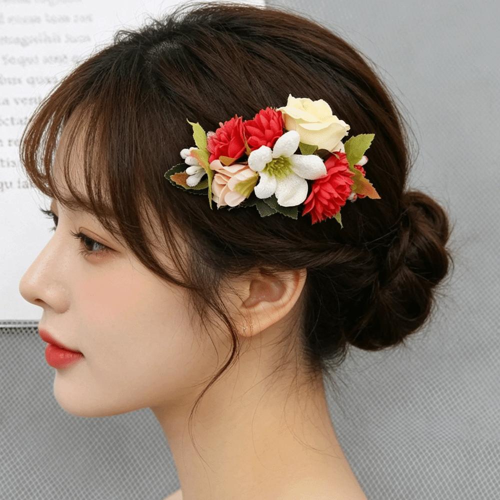 Vintage Flower Hair Comb Simulation Floral Bridesmaid Headwear Bridal Hair Accessories Prom