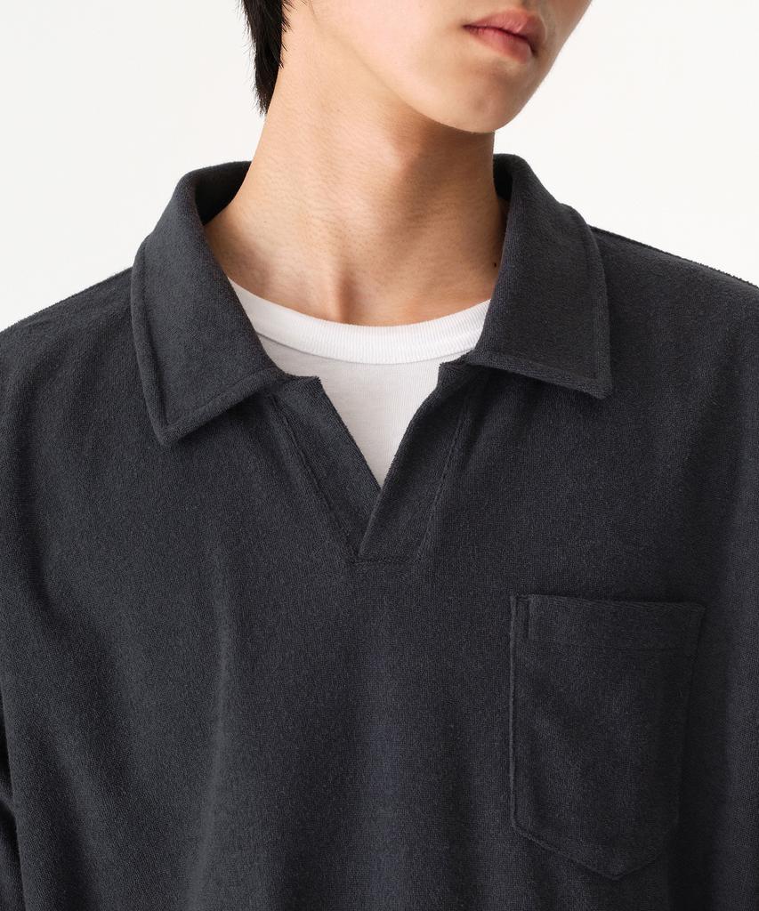MUSINSA STANDARD Terry Cloth Slit Neck Polo Shirt [Navy]