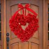 Венок в форме сердца, цветочная гирлянда из искусственных роз, венок на дверь для украшения дома, свадьбы, Дня святого Валентина, красный, 16 дюймов