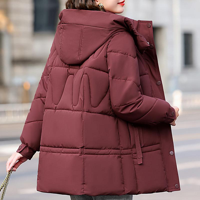Зимнее пальто Женское с длинным рукавом Верхняя одежда с капюшоном Элегантные свободные толстые теплые женские куртки Зимние парки