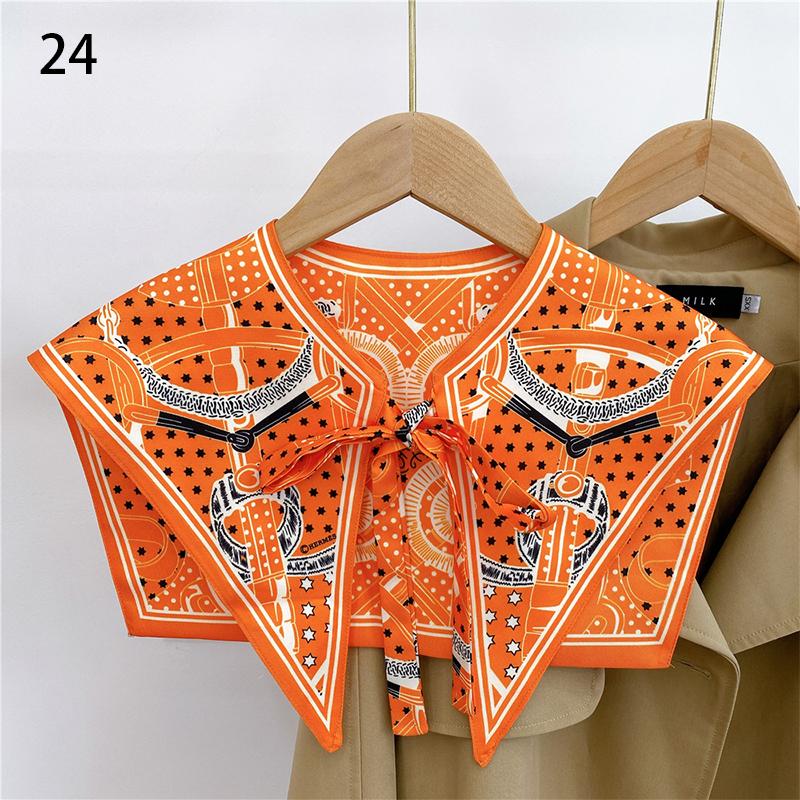 Front Tie Fake Collar For Women Vintage Print Detachable Collars Houndstooth Letter Fake Collar Shawl Wrap Scarf Neckwear Cape