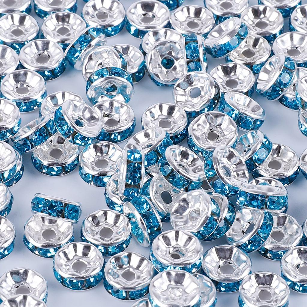 4/6/8/10 мм 50 шт./лот популярные инкрустированные цветные алмазные круговые сверла круглые разделительные бусины ювелирные аксессуары для изготовления ювелирных изделий браслет ювелирные аксессуары