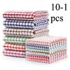10-1pcs 28*40 Plaid Dish Towels - Absorbent, Reusable Kitchen Cleaning Cloths for Bedroom, Bathroom, and Outdoor Use, Shrink-Resistant