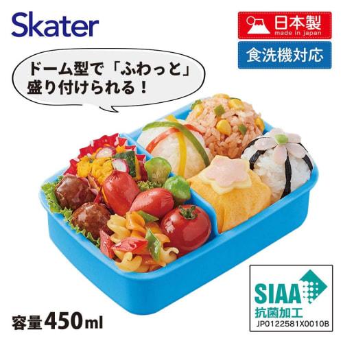 Skater Kids' Lunch Box, Single Tier, 450ml, Dome-Shaped, Disney Mickey Mouse & Friends Dinosaur Design, Antibacterial, Made In Japan (RBF3ANAG-A)