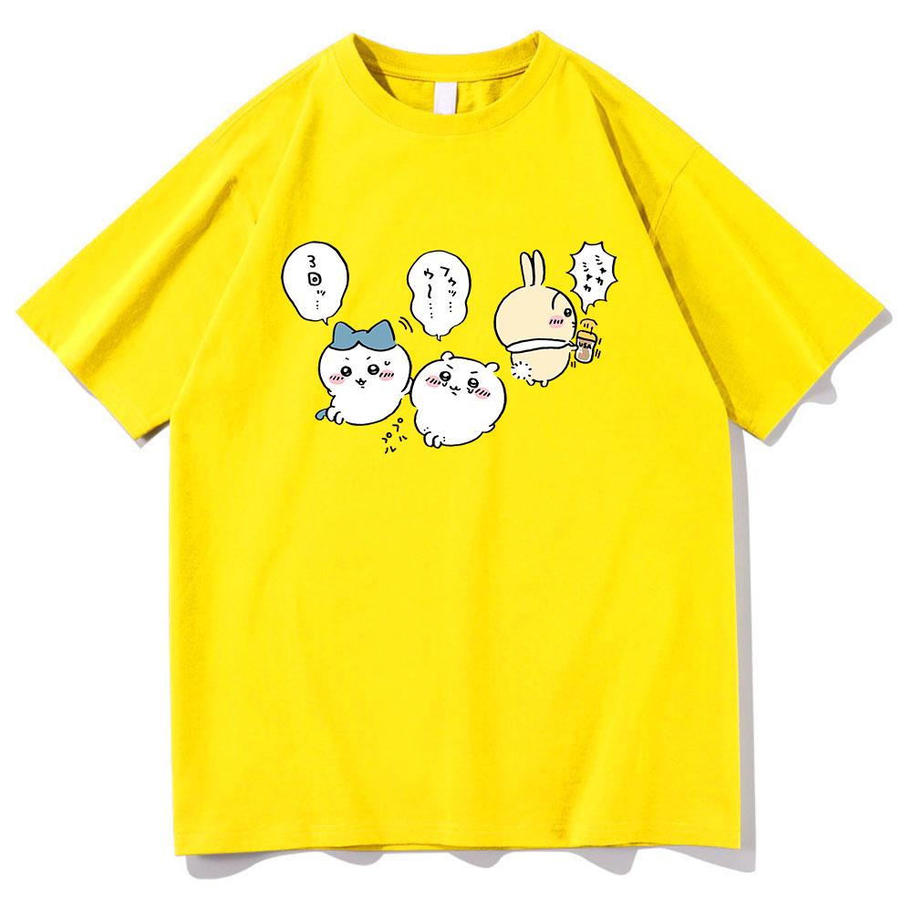 Chiikawa T Shirt Unisex Harajuku Aesthetic Graphic Kawaii Tshirt Unisex Cartoon Daily Casual Oversize Sand Cotton Tees Shirts Korea