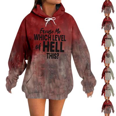 Женский повседневный модный худи с длинным рукавом и принтом на Хэллоуин