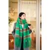 New Autumn and Winter Thickened Loop Yarn Braided Tassel Striped Imitation Cashmere Scarf