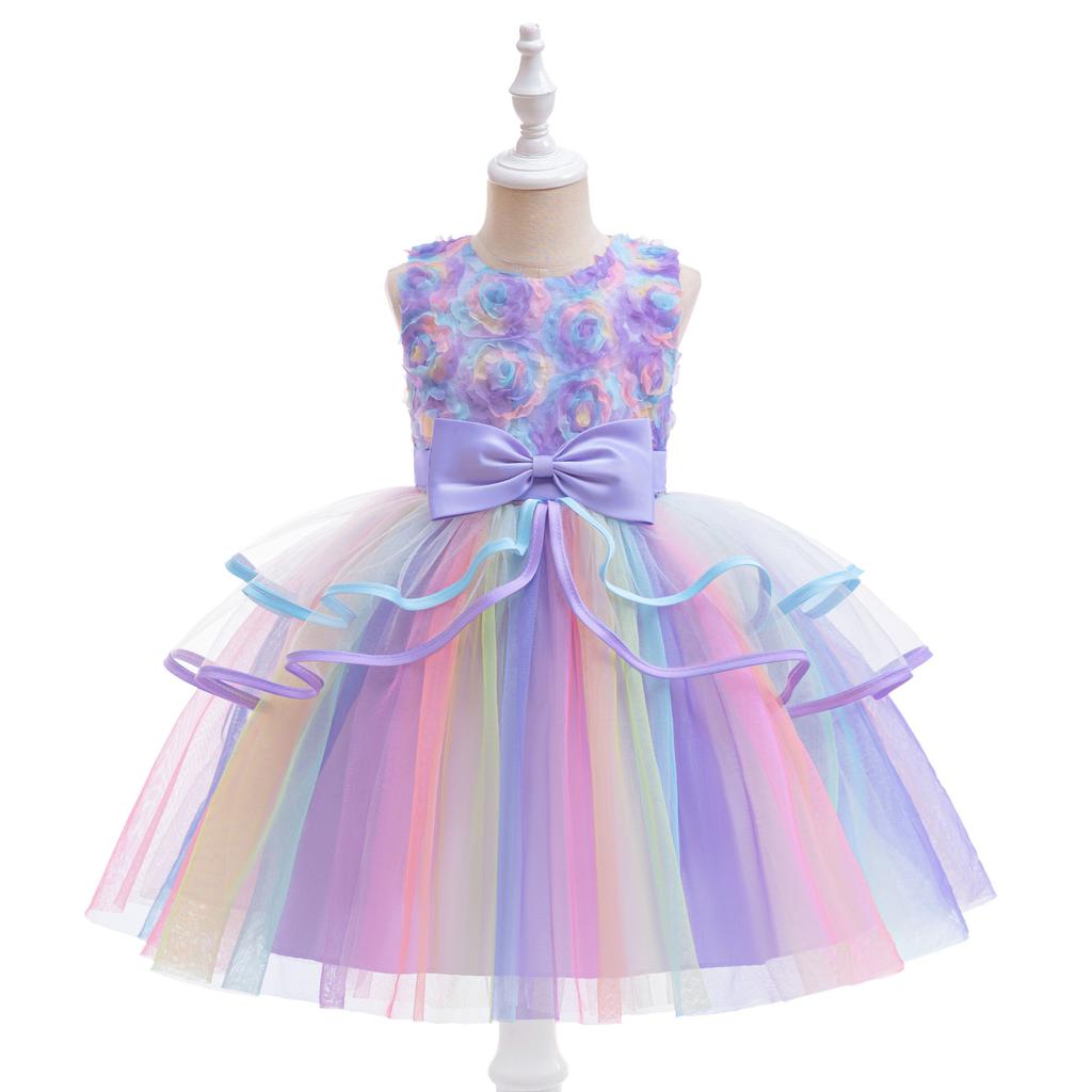 Летние кружевные платья принцессы для детей 3-9 лет, платье на день рождения, платье с цветами для девочек, детский костюм на день рождения, платье для младенцев