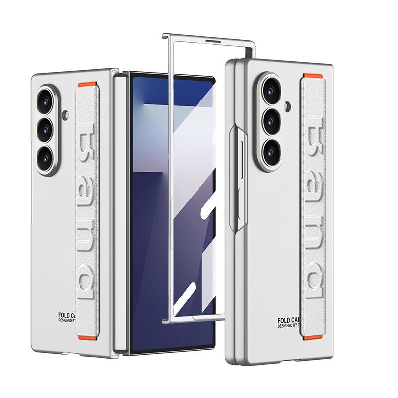 Подходит для складного мобильного телефона Samsung Z Fold7, эластичный ремешок на запястье, чехол из ПК с ощущением кожи, полностью закрывающий Fold7, защитная крышка с ручной поддержкой