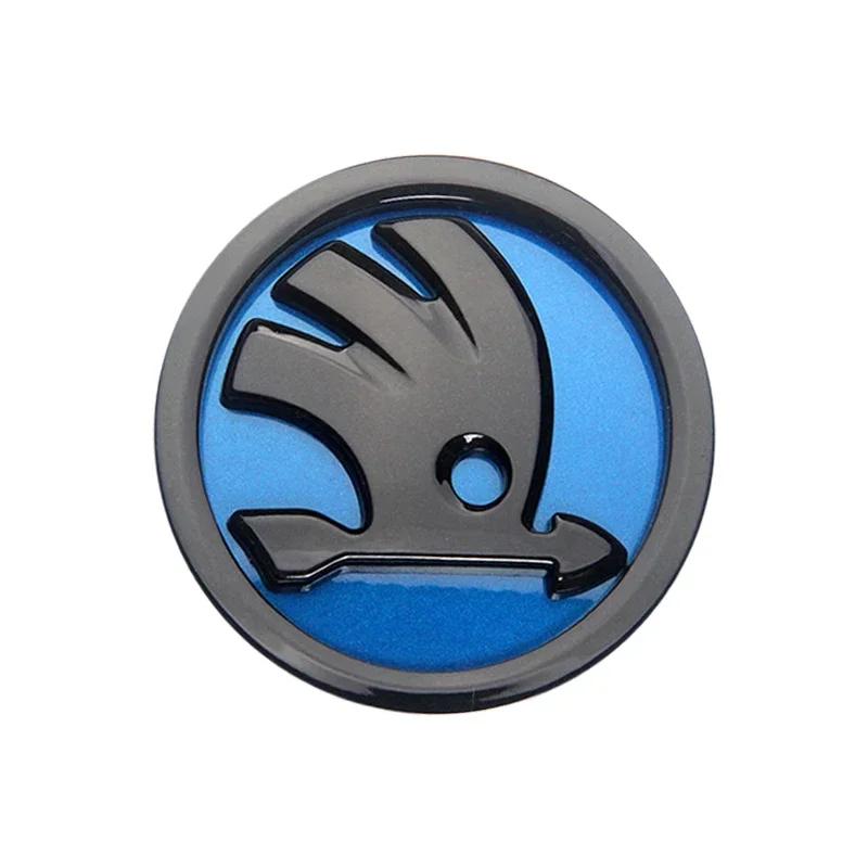 DDWO5 For Skoda 8/9/10cm Upgrade Your Skoda ABS Emblem Car Front Hood Badge Rear Trunk Sticker For Skoda S Logo Octavia RS Superb MK2