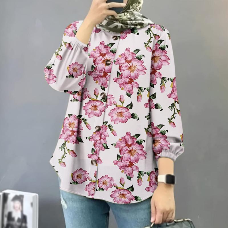 ZANZEA Women Casual Round Neck Long Sleeve Floral Print Blouse