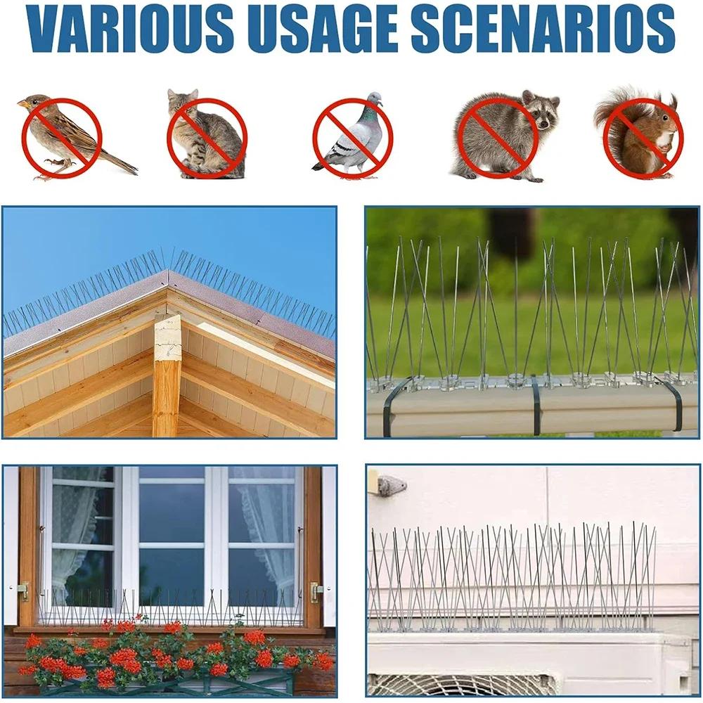Набор шипов от птиц из нержавеющей стали, 12 шт. - Мощное средство отпугивания птиц для садового забора и крыши, отпугивает голубей, белок и кошек