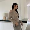 Корейская модная футболка с открытыми плечами, винтажный укороченный топ с разрезом на шее и шарфом Kpop, тонкая футболка нестандартной формы, шикарная уличная одежда