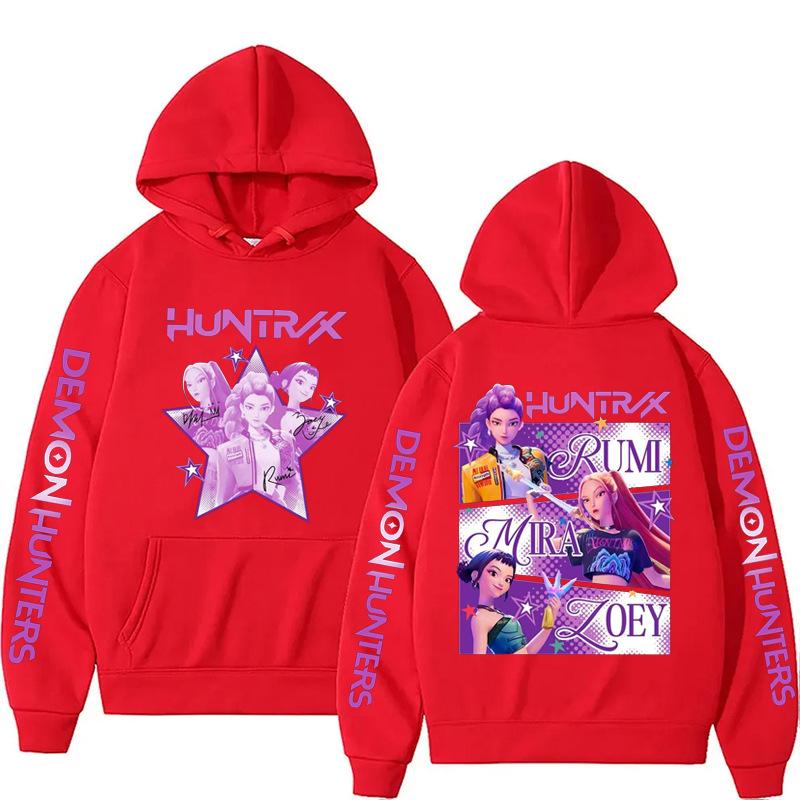 Kpop Охотники на демонов Фанмерч Мира Руми Зои Хантрикс Худи Харадзюку Пуловер Топы Мужская Женская Толстовка Подарок для фанатов