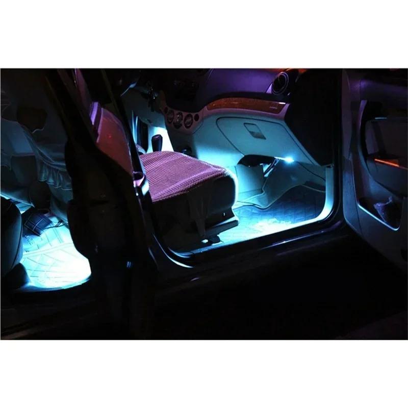 Светодиодные RGB ленты для салона автомобиля 12 В с изменяемым цветом, окружающее освещение с пультом дистанционного управления для украшения автомобиля, 1 комплект