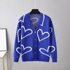 Autumn Winter Women Knitwear Sweater Love Short Cardigan For V Neck Long Sleeve Single Breasted Tops
