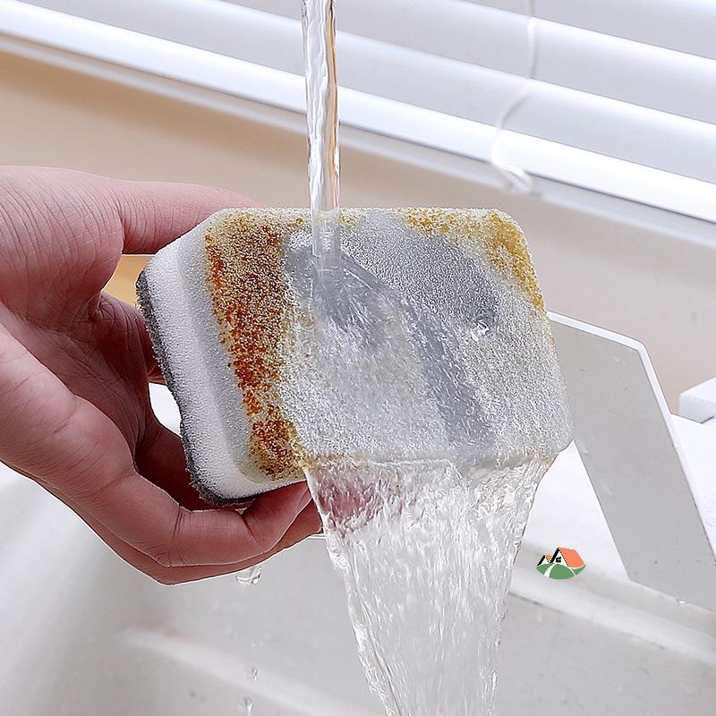 5pcs Strong Decontamination Cleaning Sponge Brush Scouring Pad Dishwashing Brush Pot Sponge Kitchen Rag