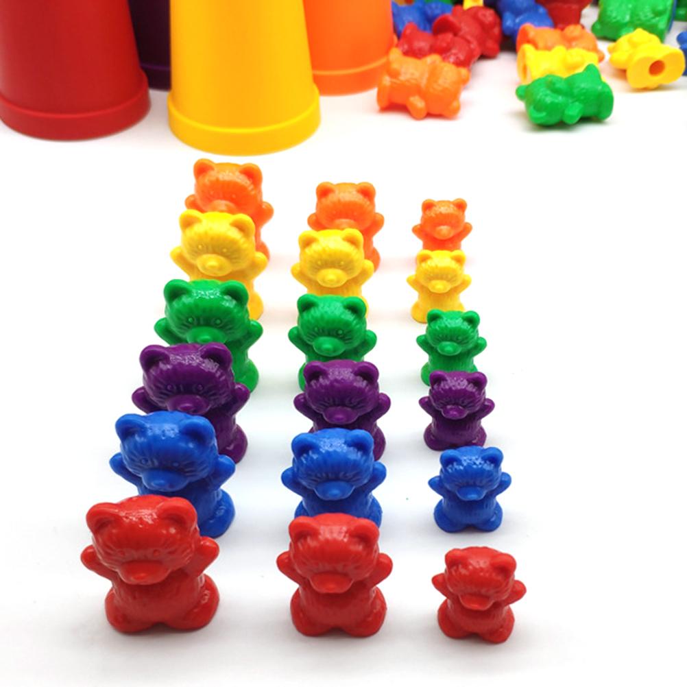 60Pcs Colored Counting Bears Color Sorting Bears Educational Counting and Sorting Toys