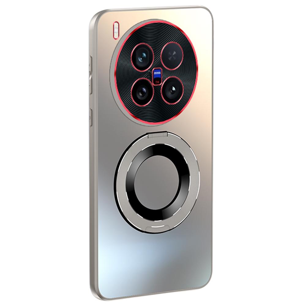 For Vivo X200 Ultra 5G Phone Case with Ring Kickstand Dual-Color Lens AG Skin-Feel Matte Cover