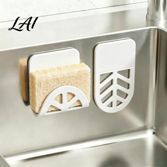 Kitchen Sink Caddy Self-adhesive Sponge Holder Compact Flexible Drainage Rack Rust-proof Dish Holder Aluminum Alloy And Silicone Organizer