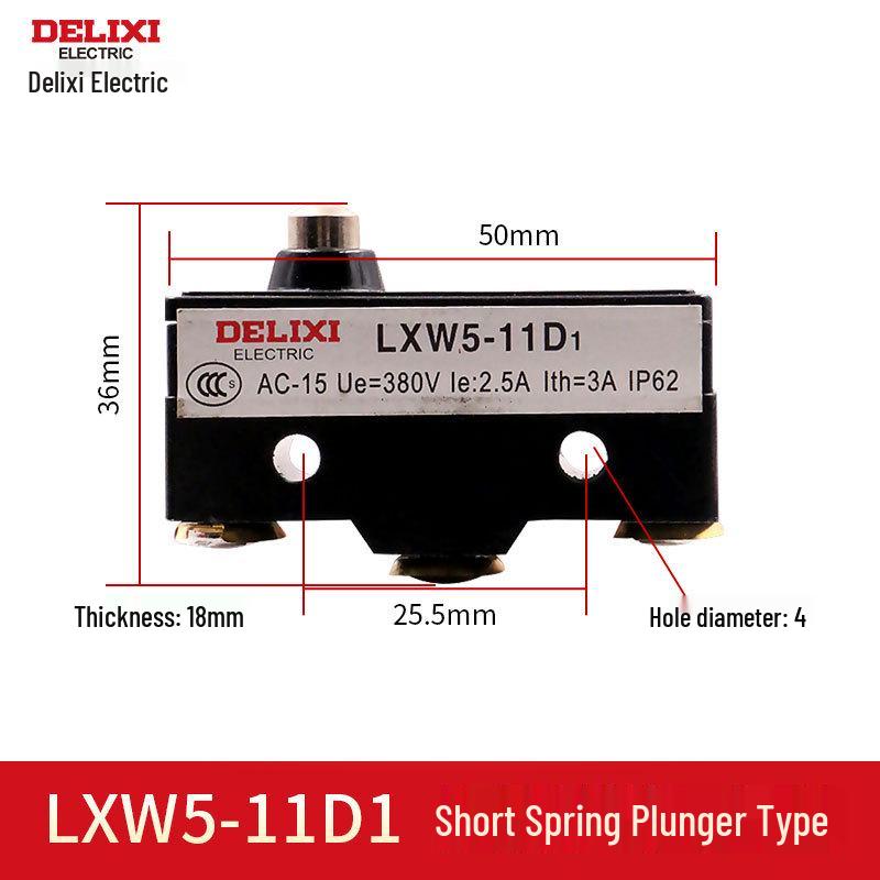 Delixi LXW5 Series Micro Switch: Travel Limit Models G1, G2, 11M, 11N1, 11Q1, 11Q2.