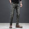 Брендовые мужские узкие джинсы, эластичные ретро-джинсы, мужские джинсовые брюки, высококачественные брюки 