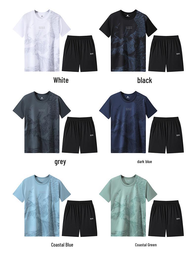 Унисекс Быстросохнущий Повседневный Летний Спортивный Костюм: Футболка с коротким рукавом и шорты для футбола и бега