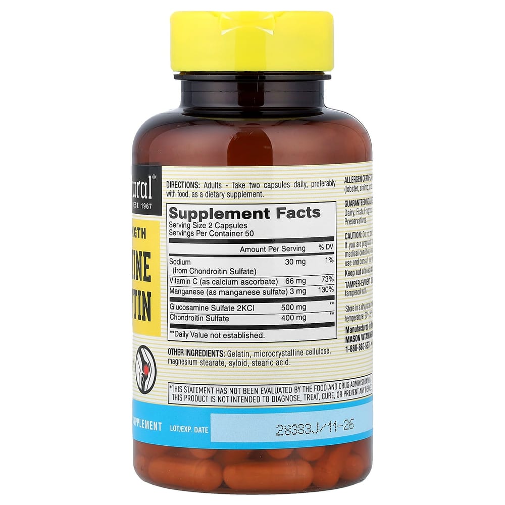Mason Natural Glucosamine Chondroitin Regular Strength Capsules, 100 Count