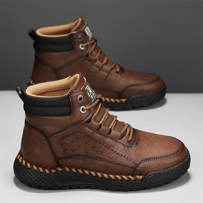 Men's Retro Leisure Shoes Autumn/ Winter Cow Split Leather Men Boots Comfortable Motorcycle Boots Winter Boots