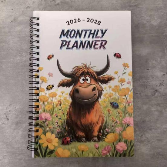 Ежемесячник на 2026-2028 годы Книга-планировщик на 3 года Янв. 2026 - Дек. Календарь на 36 месяцев 2028 года с переплетом на двойной спирали для школьной работы