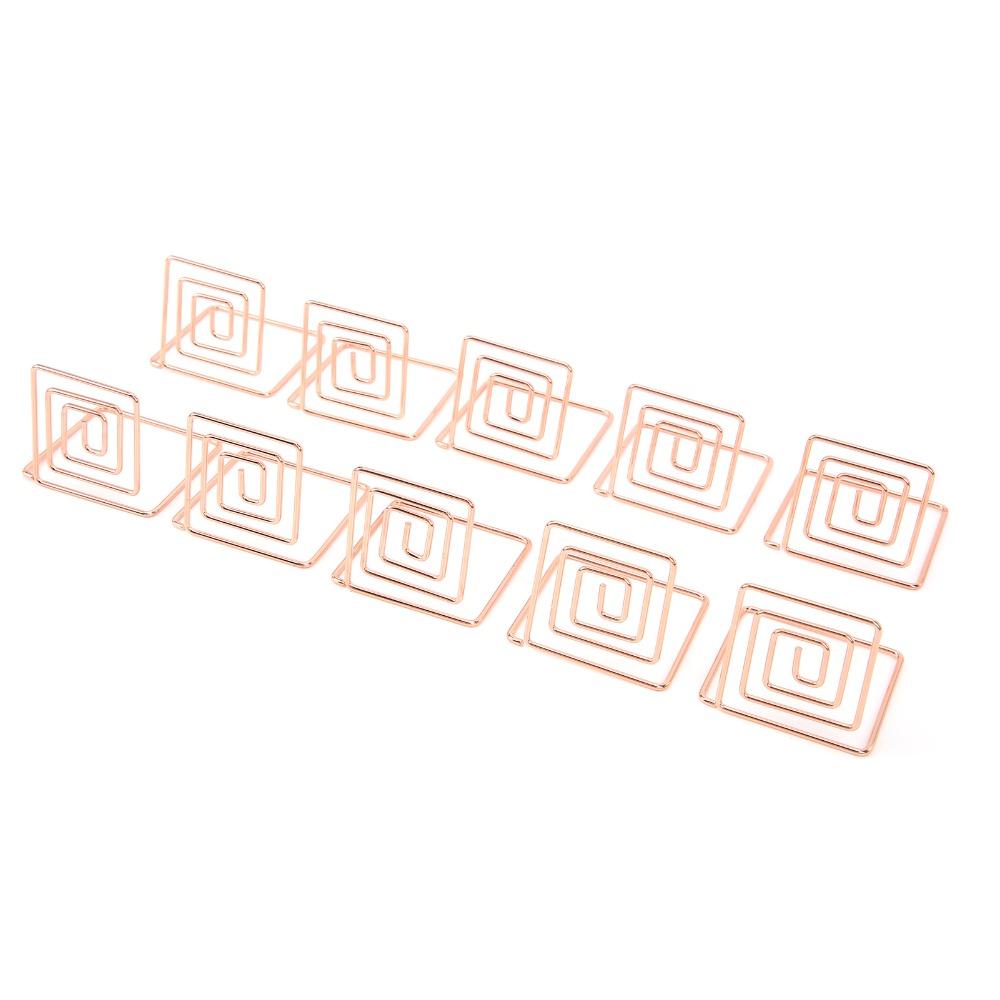 10Pcs Square Table Number Holders Silver/ Rose Gold/ Gold Business Card Organizer Desktop Display