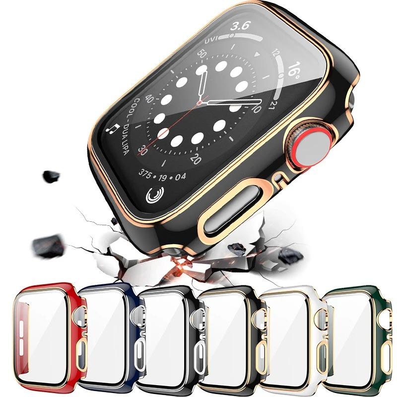 Glass+Cover For Apple Watch Case 45mm 41mm 44mm 40mm correa Accessorie Screen Protector for iwatch series 4 5 6 SE 7 8 9
