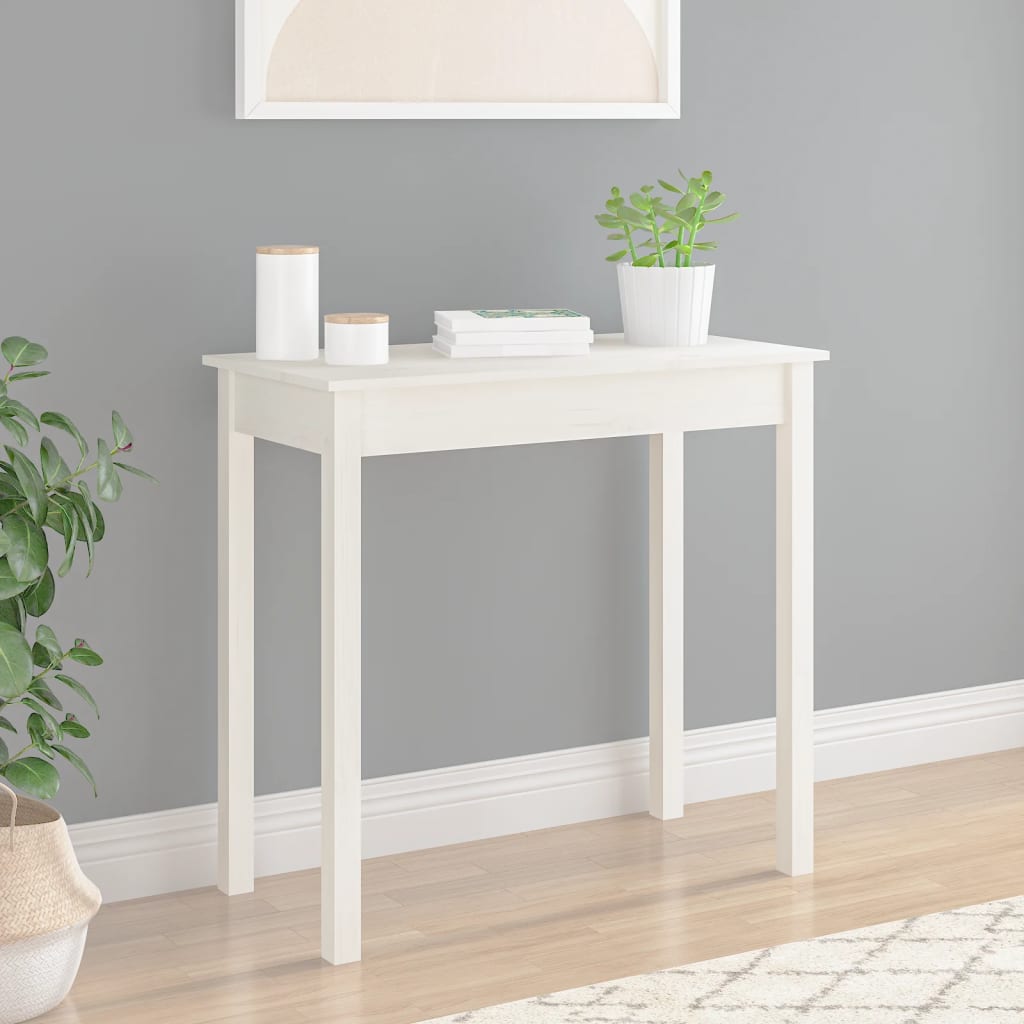 Vidaxl Stolik Konsolowy, Biały, 80X40X75 Cm, Lite Drewno Sosnowe